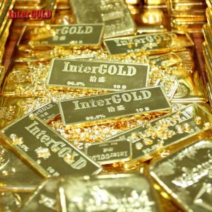 Gold ingot with intergold written on them